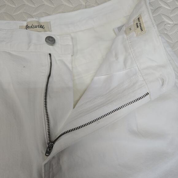 Madewell Jeans Womens 30 NEW Baggy Straight White High Rise Wide Leg Pleated - Picture 5 of 11